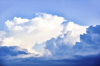 A thunderstorm front with (cumulus) and cumulo nimbus clouds, Bavaria, Germany, Europe