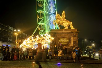 Georg Grässler of TwoElements with his fire show at the Goldener horse-rider, where the