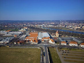 New Dresden Trade Fair Centre in the former Erlwein slaughterhouse.Dresden Sports High School on