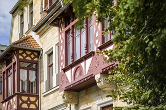 Wilhelminian style facades of city villas in Dresden Gruna