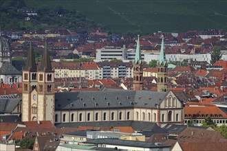 View of Romanesque UNESCO Kiliansdom, St. Kilian, Cathedral, Old Town, Würzburg, Lower Franconia,