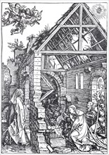 Picture cycle From the Life of the Virgin, the Adoration of the Shepherds, woodcut by Albrecht