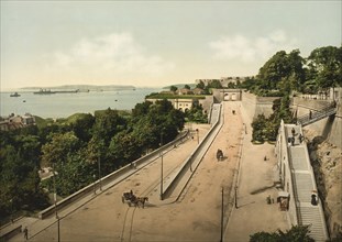 The harbour from Cours Dajot, Brest, France, c. 1890, Historic, digitally enhanced reproduction of