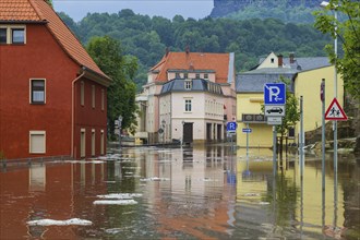 Flood in Königstein in Saxon Switzerland