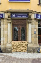 Sandbag wall in Dresden Pieschen