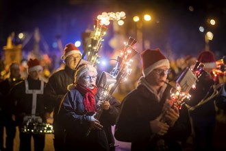 13th mountain procession with mountain devotion to the Festival of Lights in Bergiesshübel