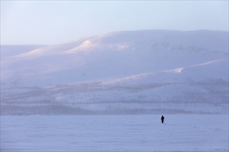 Snowshoe Hike on Lake Kilpisjärvi in the Mog Fog at -27Â°C, Kilpisjärvi, Enontekiö, Finland, Europe