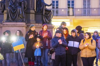 On the first anniversary of the Russian invasion of Ukraine, a large solidarity rally of Dresdeners