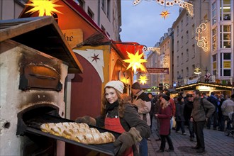 Christmas market in the Münzgasse in Dresden's Old Town in the immediate vicinity of the Church of