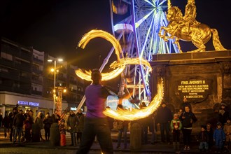 Georg Grässler of TwoElements with his fire show at the Goldener horse-rider, where the