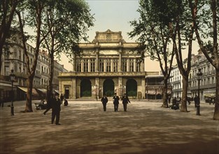 Theatre and Promenade of Beziers, Occitania, France, c. 1890, Historic, digitally enhanced