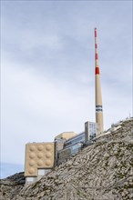 Säntis summit with radio mast, Säntis summit, Appenzell Alps, Switzerland, Europe