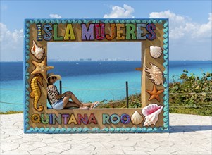 Viewpoint frame at Punta Sur, Isla Mujeres, Caribbean Coast, Cancun, Quintana Roo, Mexico, Central