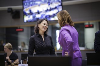 (L-R) Annalena Bärbock, Federal Minister for Foreign Affairs, recorded in conversation with Tanja