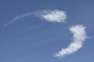 Exhaust vortex of an aeroplane in the sky, Müritz National Park, Mecklenburg-Western Pomerania,