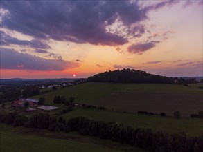 Stolpen Castle on an old volcanic cone in the evening