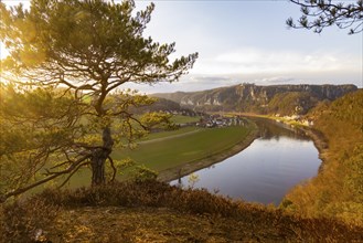 The Leopoldsnase viewpoint is a vantage point near Rathen. View of Rathen and the Bastei rocks