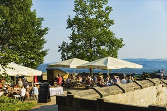 Morning picnic high above the Elbe valley, Königstein Fortress. The champagne breakfast is served