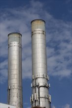 Detroit, Michigan, Smokestacks with wireless communications equipment on the Detroit Thermal steam