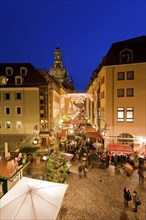 Christmas market in the Münzgasse in Dresden's Old Town in the immediate vicinity of the Church of