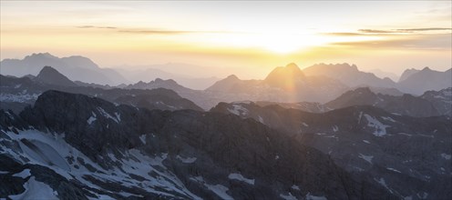 Evening mood, Dramatic mountain landscape, View from Hochkönig, Salzburger Land, Austria, Europe