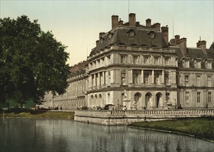 Fontainebleau Castle, Ile-de-France, France, c. 1890, Historic, digitally enhanced reproduction of