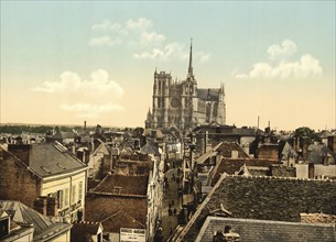 Panorama of Amiens, Departements Somme in the region Hauts-de-France, France, around 1890,