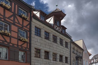 Historic roof lift bay, Weissgerbergasse 23, Nuremberg, Middle Franconia, Bavaria, Germany, Europe