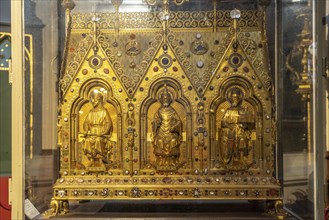 Golden shrine in the interior of St. Salvator's Cathedral in Bruges, Belgium, Europe