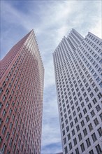 Red and white high-rise in the city centre, The Hague, Netherlands