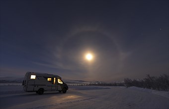 Motorhome and Moon Halo