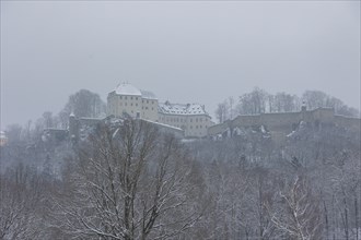 Königstein Fortress in the driving snow