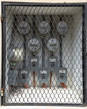 Electricity meters, Valladolid, Yucatan, Mexico, Central America