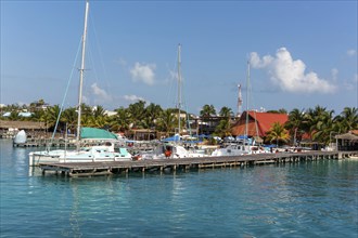 Yachts moored at Isla Mujeres, Caribbean Coast, Cancun, Quintana Roo, Mexico, Central America