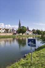 City view, Danube bank with historic old town, fishermen's quarter, cathedral, information board