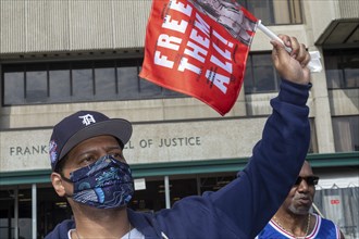 Detroit, Michigan, Family and friends of prisoners they say were wrongfully convicted rally outside