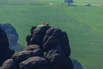 Climbers in the Schrammstein area in Saxon Switzerland