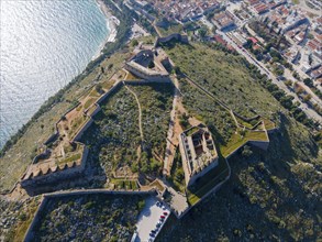 Aerial view, Palamidi Castle, Palamidi Fortress, Nafplio, Nauplia, Nauplion, Nafplion, Argolis,