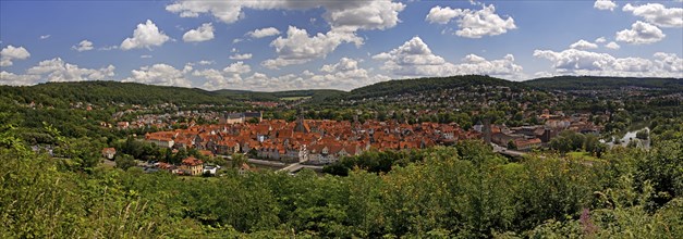 City panorama from an elevated viewpoint, Hann. Münden or Hannoversch Münden, Lower Saxony,