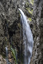 Waterfall, Hammersbach flows through Höllentalklamm, near Garmisch-Partenkirchen, Werdenfelser