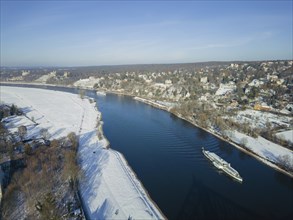 Passenger steamer Leipzig at the Elbe bridge Blaues Wunder