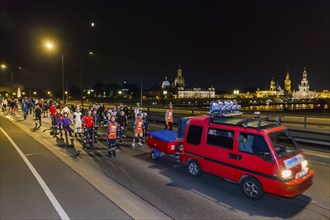 Dresden Night Skating on the Carola Bridge