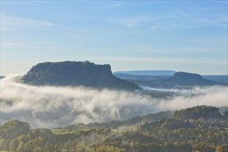 Lilienstein in the morning mist