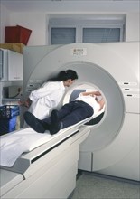 A computer tomograph (CT) is an imaging procedure in radiology, here on 21.11.1995 in Schwerte in a