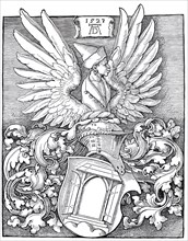 The coat of arms of Dürer, woodcut by Albrecht Dürer, historical, digitally improved reproduction