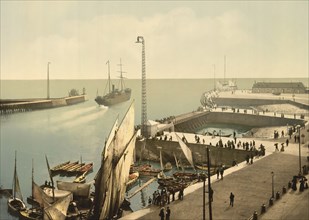 Entrance to the harbour, Le Havre, France, c. 1890, Historic, digitally enhanced reproduction of a