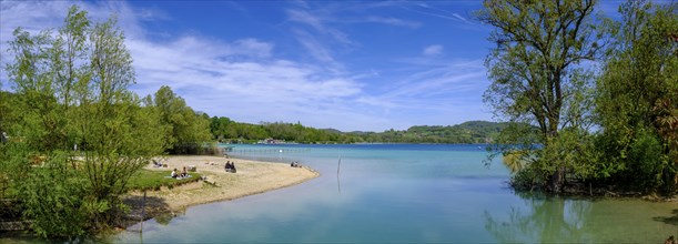 Charavines on Lake Paladru, Lac de Paladru, Auvergne-Rhône-Alpes region, France, Europe