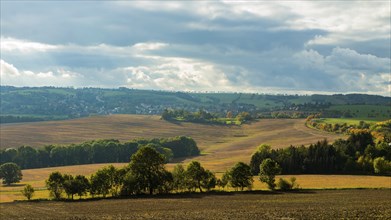 Autumnal field landscape near Possendorf in the Eastern Ore Mountains