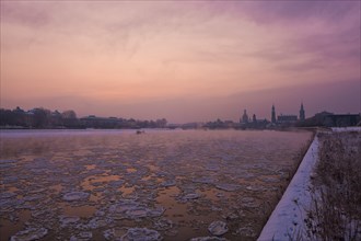 Dresden morning fog over the Elbe