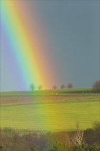 Rainbow on the outskirts of Dresden, the changeable weather already brings the harbingers of April,